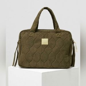 Phile Olive Corduroy Baby Diaper Bag w/ Matching Changing Mat and Makeup Bag